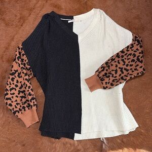 Mi Ami Black White and Cheetah Sweater